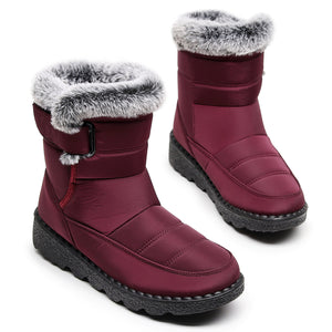 Damen Winter Schneestiefel mit warmem Futter, bequeme, rutschfeste Stiefeletten, wasserdichte Outdoor-Walking-Plattformschuhe