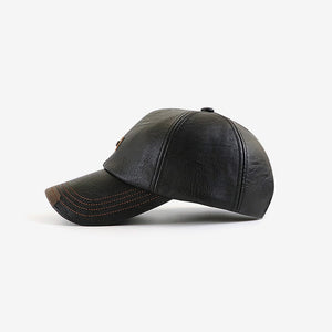 Herren PU Leder Vintage Baseball Cap Casual Outdoor einstellbar warme Leichtigkeit Hüte