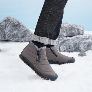 Winterschuhe Damen Warm Gefüttert Schneestiefel Reißverschluss Kurzschaft Stiefel Flach Winter Outdoor Boots Bequem Rutschfeste Winterstiefel