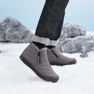 Winterschuhe Herren Warm Gefüttert Schneestiefel Reißverschluss Kurzschaft Stiefel Flach Winter Outdoor Boots Bequem Rutschfeste Winterstiefel
