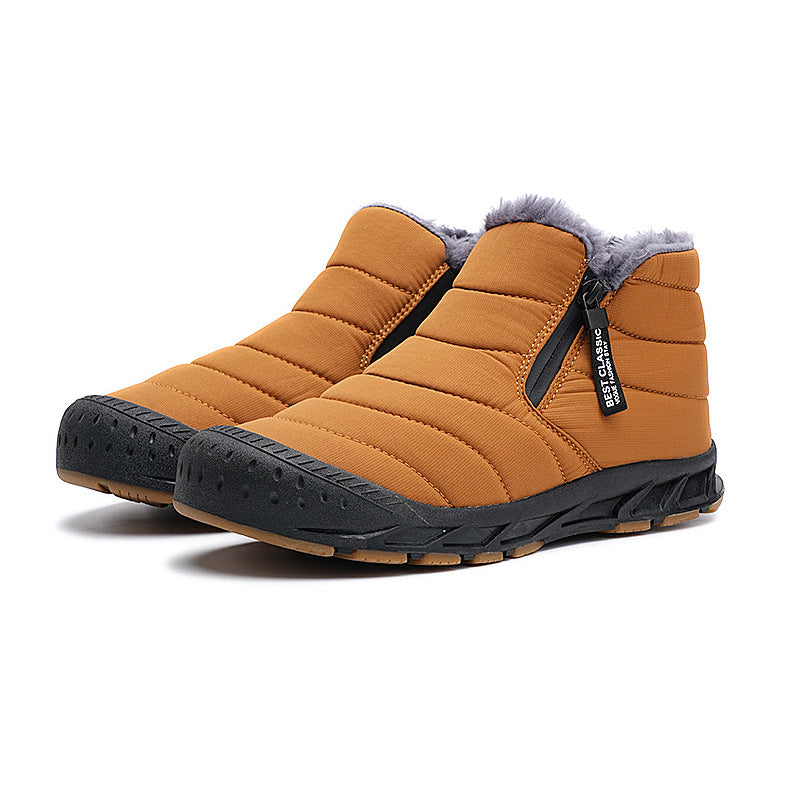 Winterschuhe Herren Warm Gefüttert Schneestiefel Reißverschluss Kurzschaft Stiefel Flach Winter Outdoor Boots Bequem Rutschfeste Winterstiefel