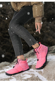 Barfußschuhe Winter Damen wasserdichte Trailrunning-Schuhe Warm gefütterte Schneeschuhe Unisex Outdoor rutschfeste Winterstiefel