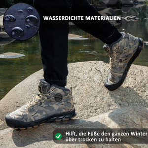 Herren-Schneestiefel, warme Fleece-gemütliche rutschfeste Stiefeletten, Plüsch-bequeme Outdoor-Wanderschuhe, gefütterte Trekkingschuhe, Winter