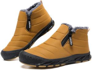 Winterschuhe Damen Warm Gefüttert Schneestiefel Reißverschluss Kurzschaft Stiefel Flach Winter Outdoor Boots Bequem Rutschfeste Winterstiefel