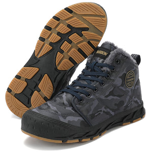 Herren-Schneestiefel, warme Fleece-gemütliche rutschfeste Stiefeletten, Plüsch-bequeme Outdoor-Wanderschuhe, gefütterte Trekkingschuhe, Winter