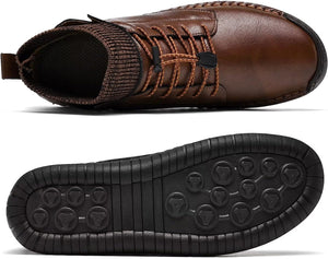 Herren-Leder-Loafer, modisch, lässig, Slip-Fahrer-Loafer-Schuhe, Knöchel-Chukka-Stiefel für Herren
