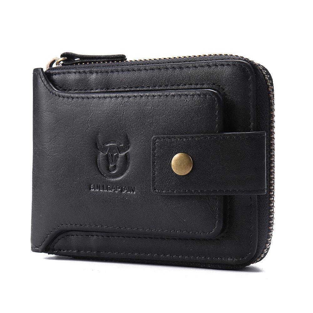 Männer RFID Antimagnetic Solid Cowhide 11 Kartenfächer Coin Bag Zipper Wallet