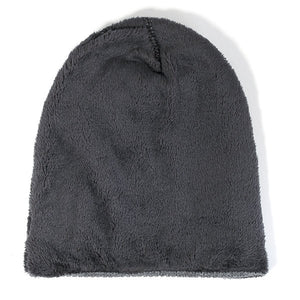 Herren Winter Plus Samt Warme Strickmütze Lässig NC Letter Solid Skullies Beanie Hat