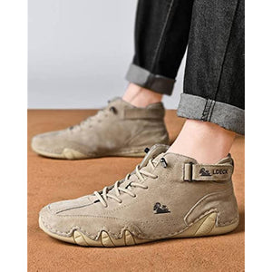 Handgefertigte hohe Stiefel aus Wildleder mit Klettverschluss, Beck-Schuhe für Herren aus wasserdichtem Leder, lässige Turnschuhe, rutschfest, atmungsaktiv