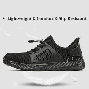 Herren Arbeitsschuhe Mesh Breathable Lightweight Comfortable Steel Toe Safety Industriebau Rutschfeste Schuhe