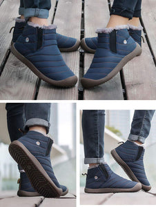 Herren Slip On Ankle Booties Anti-Rutsch-Wasserbeständige Pelzgefütterte Schneeschuhe Outdoor-Sneakers