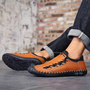 Männer Leder Marke Handgemachte Komfortable Atmungsaktive Flache Schuhe Fashion Casual Arbeit Faulenzer