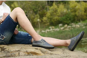 Sommer Atmungsaktives Mesh Männer Casual Schuhe Für Komfortabel Handgemachten Männer Lace-Up müßiggänger Männer Schuhe