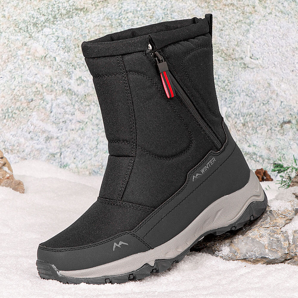 Damen-Schneestiefel mit seitlichem Reißverschluss, wasserdicht, rutschfest, abriebfest, dick und samtig warm