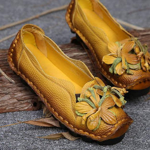 Damen-Grain-Leder-Schuhe Flache Slipper